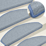 Tapis d'escalier 30 pcs gris clair et bleu 65x24x4 cm