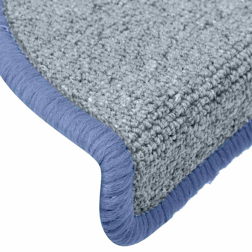 Tapis d'escalier 30 pcs gris clair et bleu 65x24x4 cm