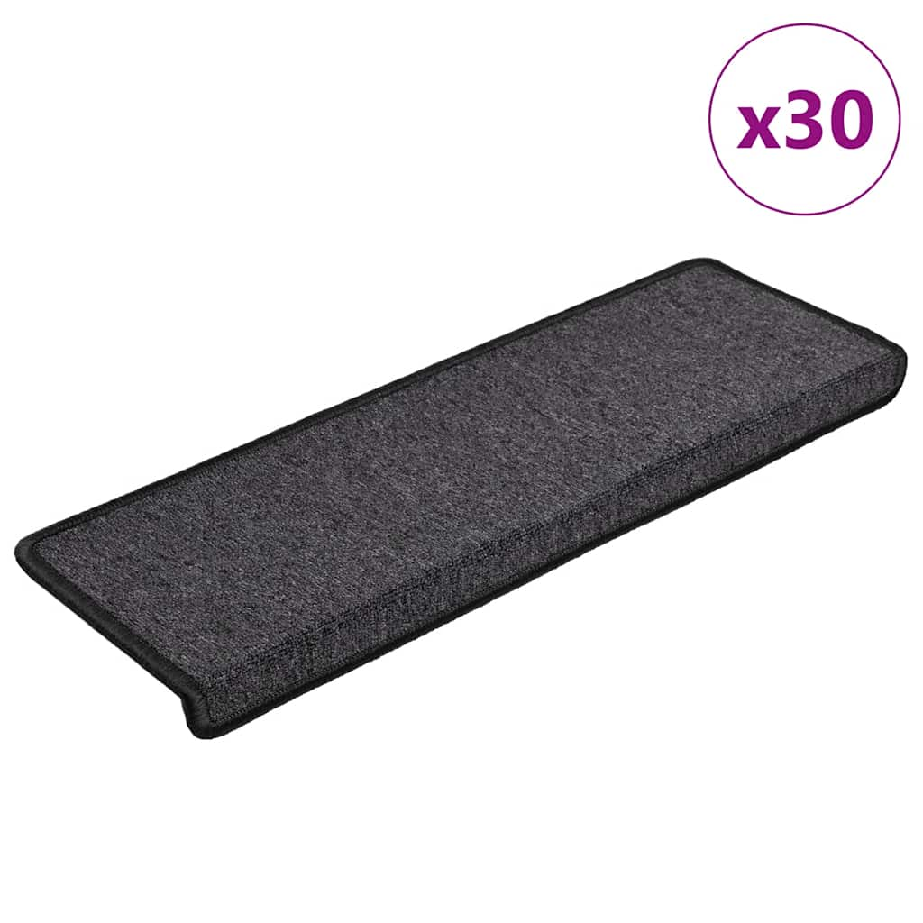 Tapis d'escalier 30 pcs 65x21x4 cm Anthracite