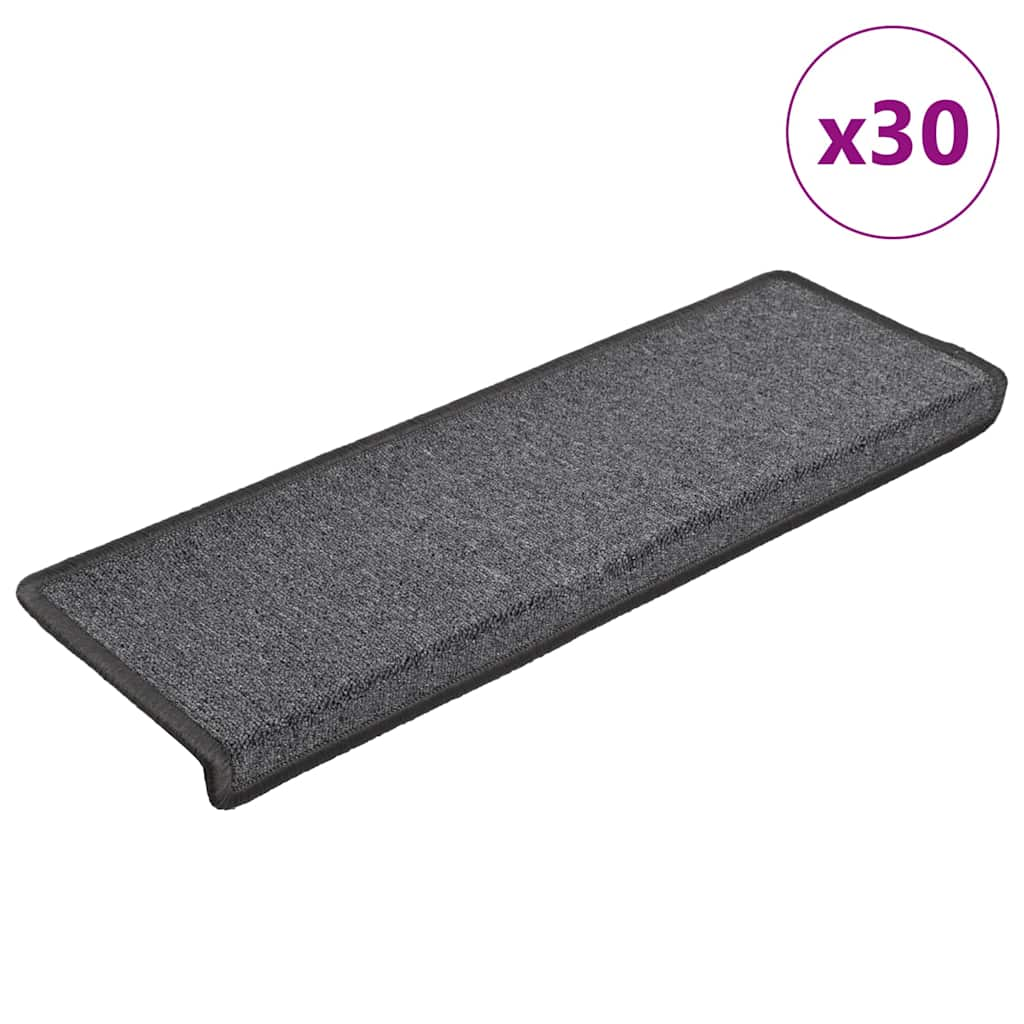 Tapis d'escalier 30 pcs 65x21x4 cm Gris foncé