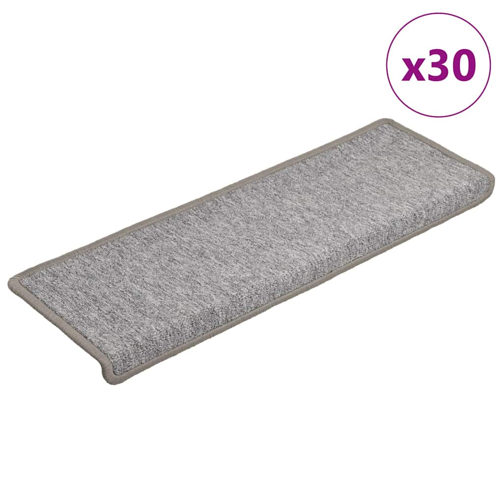 Tapis d'escalier 30 pcs 65x21x4 cm Gris clair