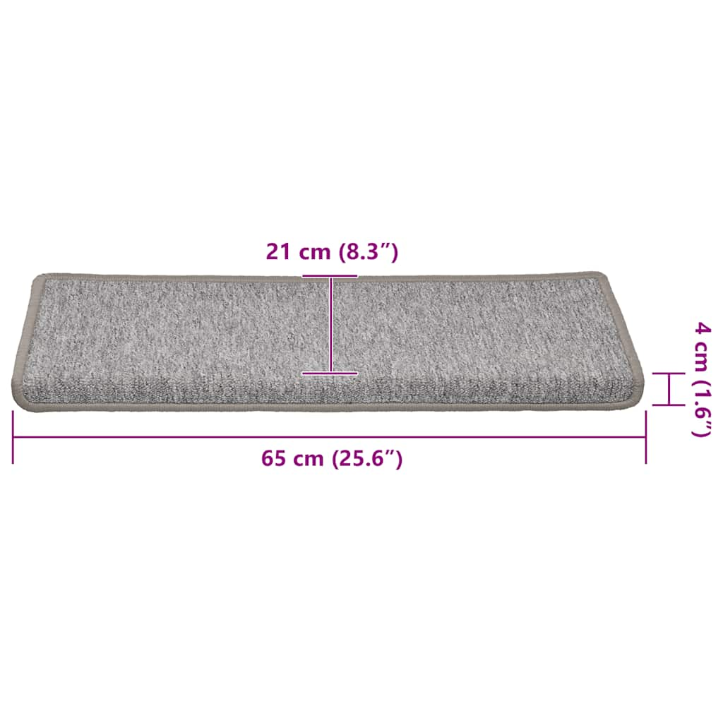 Tapis d'escalier 30 pcs 65x21x4 cm Gris clair