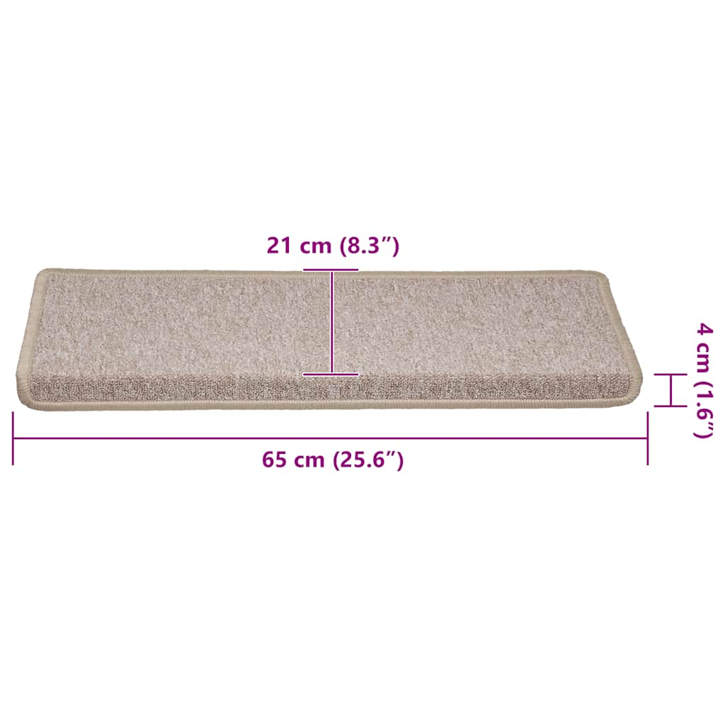 Tapis d'escalier 30 pcs 65x21x4 cm Taupe