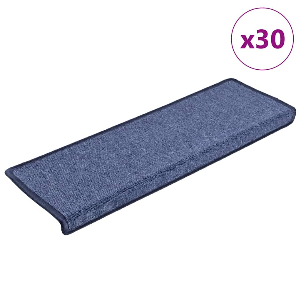 Tapis d'escalier 30 pcs 65x25 cm Bleu