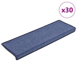 Tapis d'escalier 30 pcs 65x25 cm Bleu