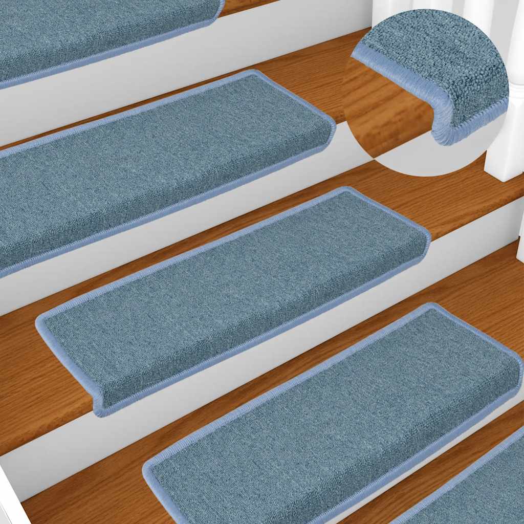 Tapis d'escalier 30 pcs 65x21x4 cm bleu