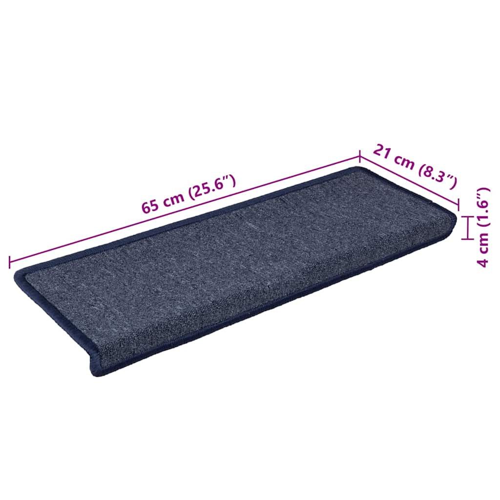 Tapis d'escalier 30 pcs 65x21x4 cm gris et bleu