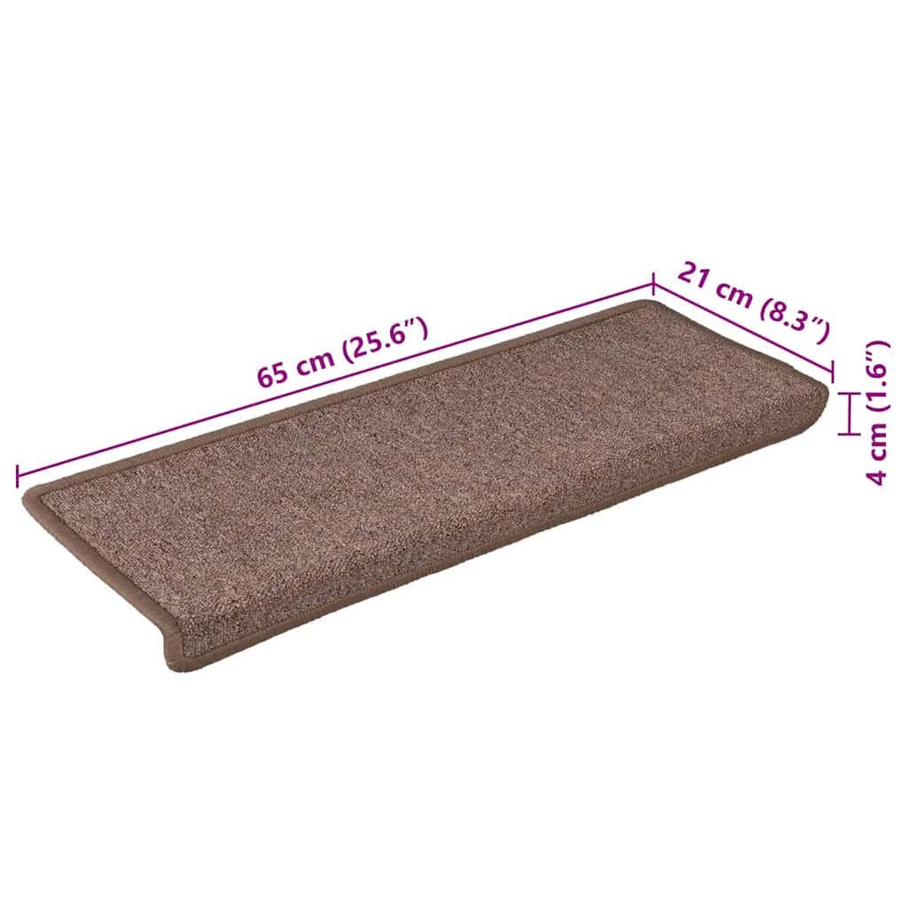 Tapis d'escalier 30 pcs 65x21x4 cm Marron