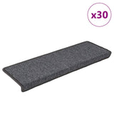 Tapis d'escalier 30 pcs 65x21x4 cm gris et noir