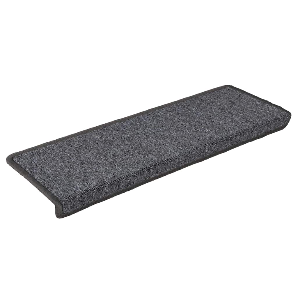 Tapis d'escalier 30 pcs 65x21x4 cm gris et noir