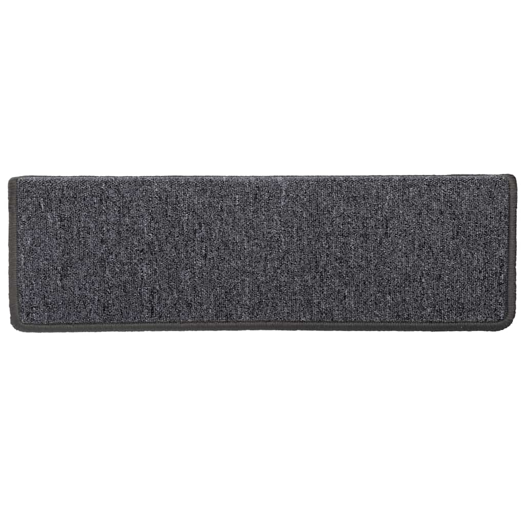 Tapis d'escalier 30 pcs 65x21x4 cm gris et noir