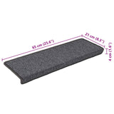 Tapis d'escalier 30 pcs 65x21x4 cm gris et noir