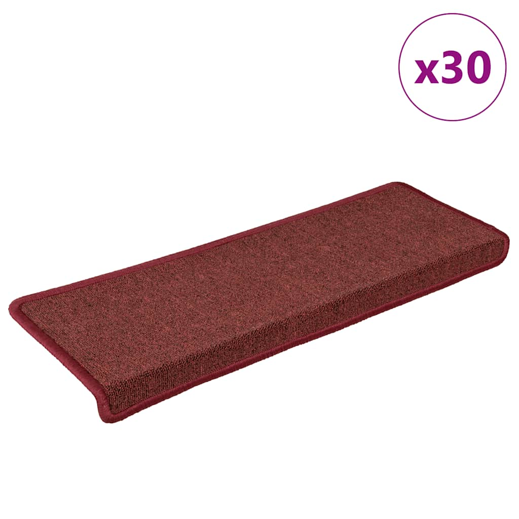 Tapis d'escalier 30 pcs 65x21x4 cm rouge mat