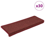 Tapis d'escalier 30 pcs 65x21x4 cm rouge mat