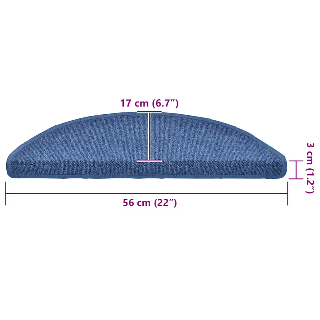 Tapis d'escalier 20 pcs bleu 56x17x3 cm