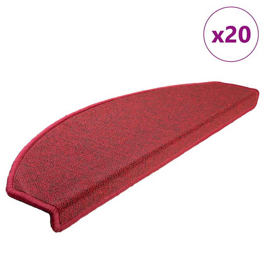 Tapis d'escalier 20 pcs rouge bordeaux 65x24x4 cm