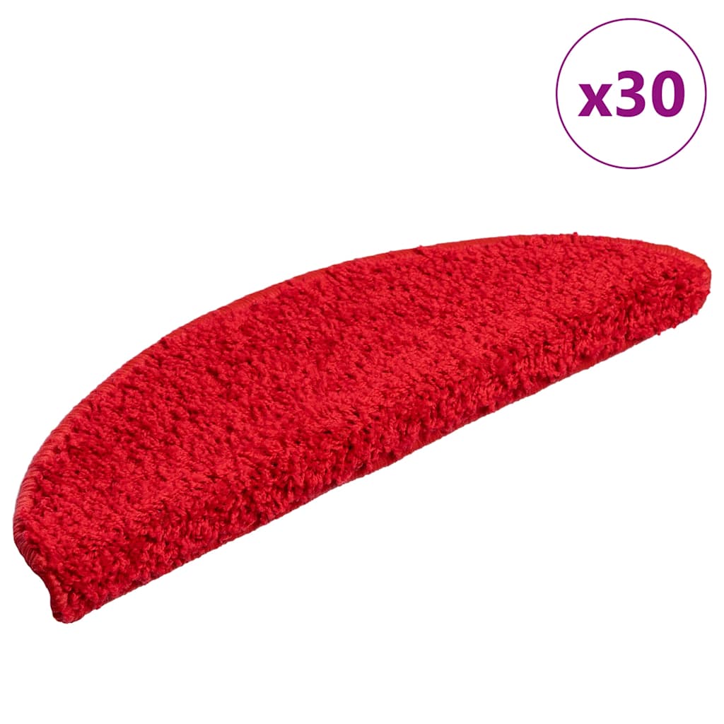 Tapis d'escalier 30 pcs rouge 56x17x3 cm