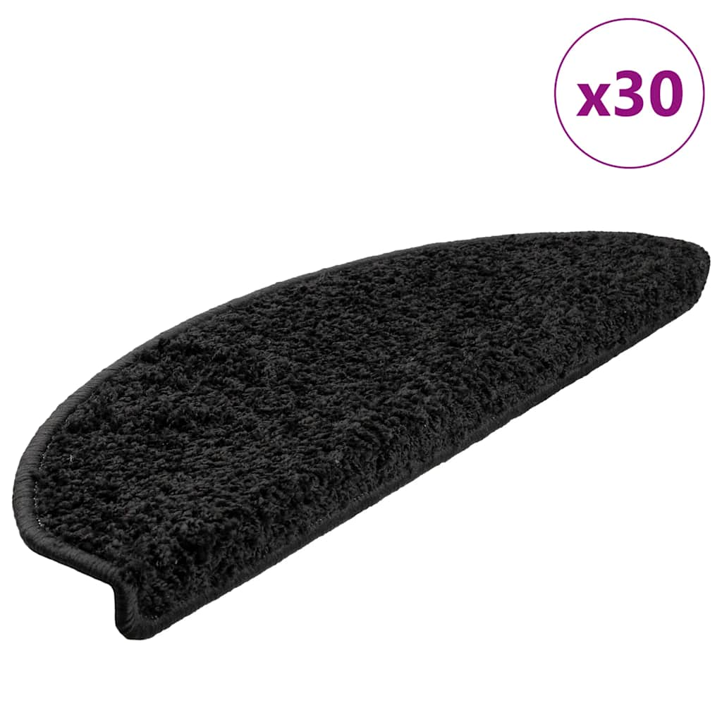 Tapis d'escalier 30 pcs noir 65x21x4 cm