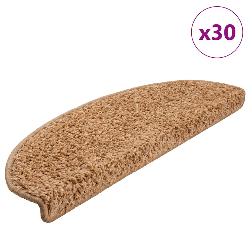 Tapis d'escalier 30 pcs beige 65x21x4 cm