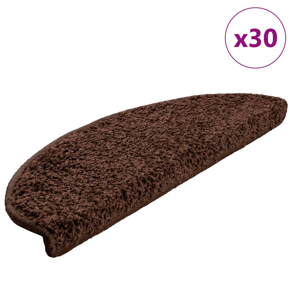 Tapis d'escalier 30 pcs marron 65x21x4 cm