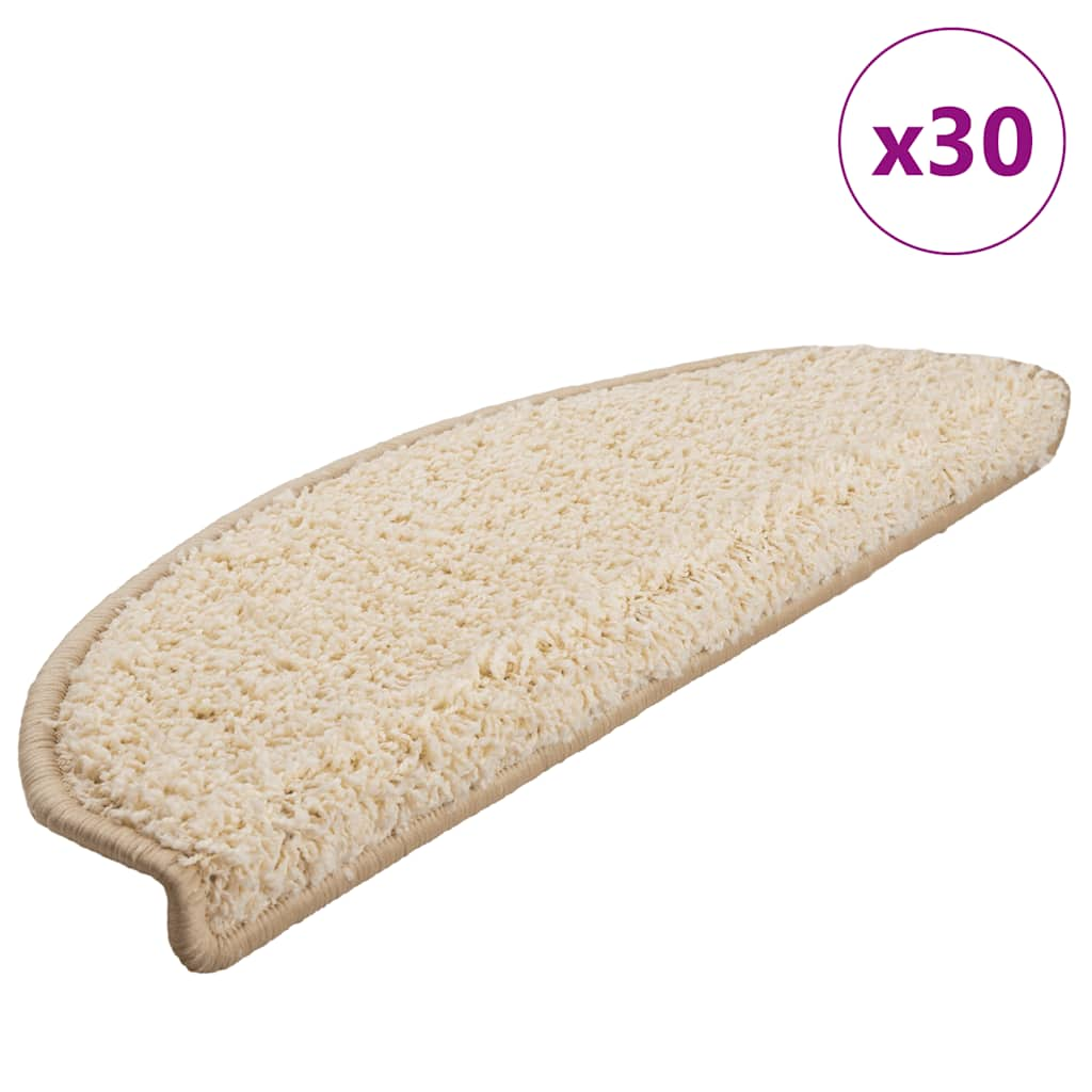 Tapis d'escalier 30 pcs crème 65x21x4 cm