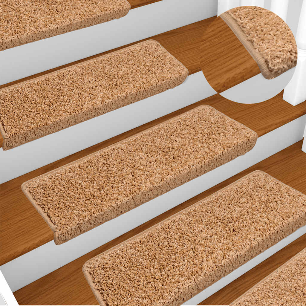 Tapis d'escalier 30 pcs 65x21x4 cm Beige