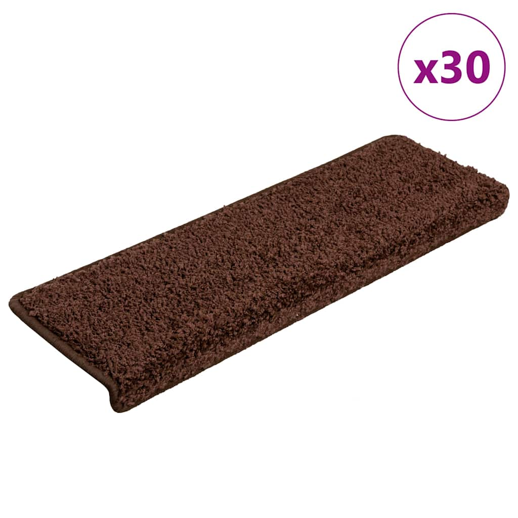 Tapis d'escalier 30 pcs 65x21x4 cm Marron