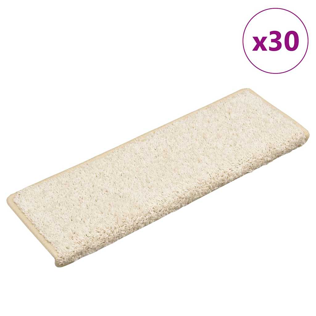 Tapis d'escalier 30 pcs 65x21x4 cm Blanc