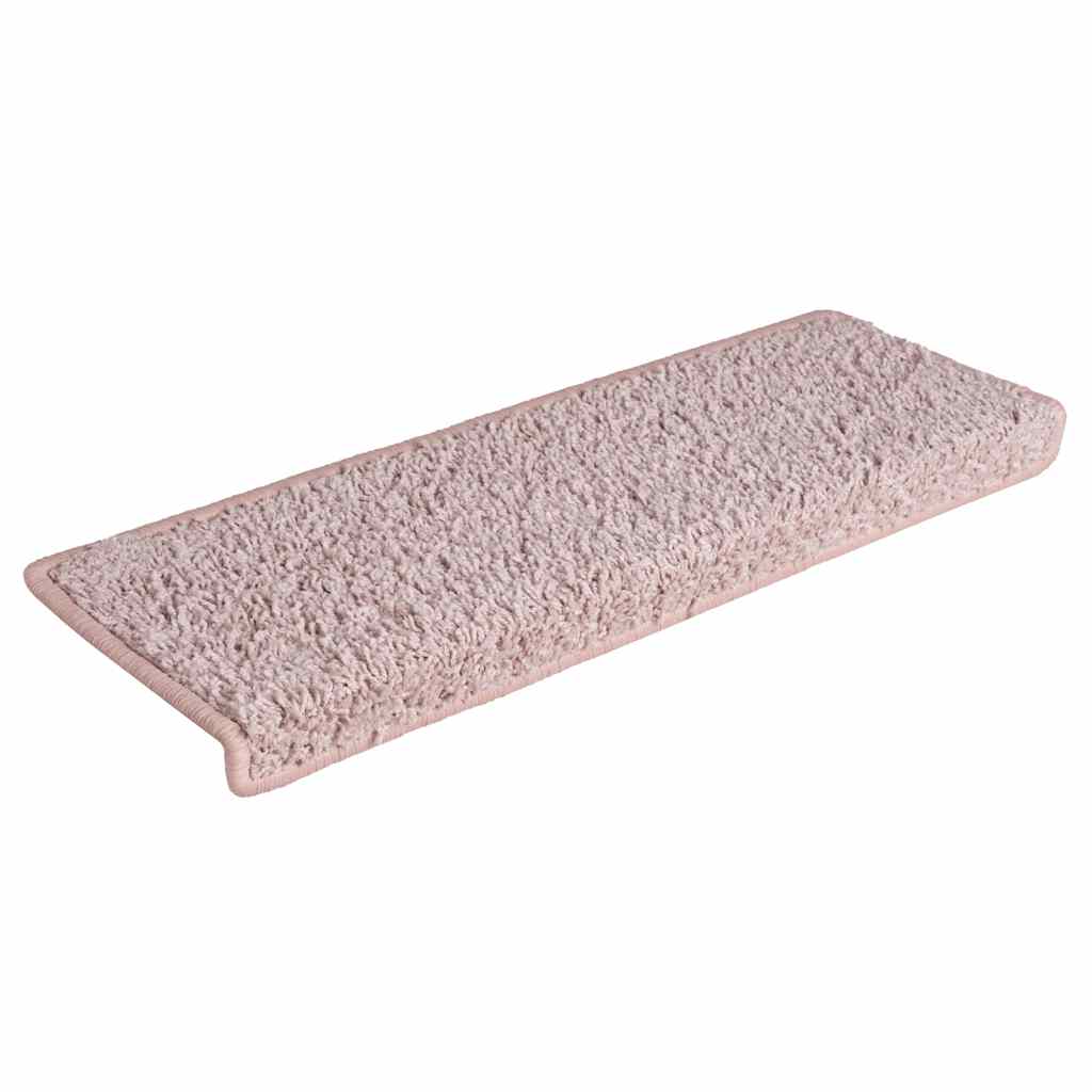 Tapis d'escalier 30 pcs 65x21x4 cm blanc et rose