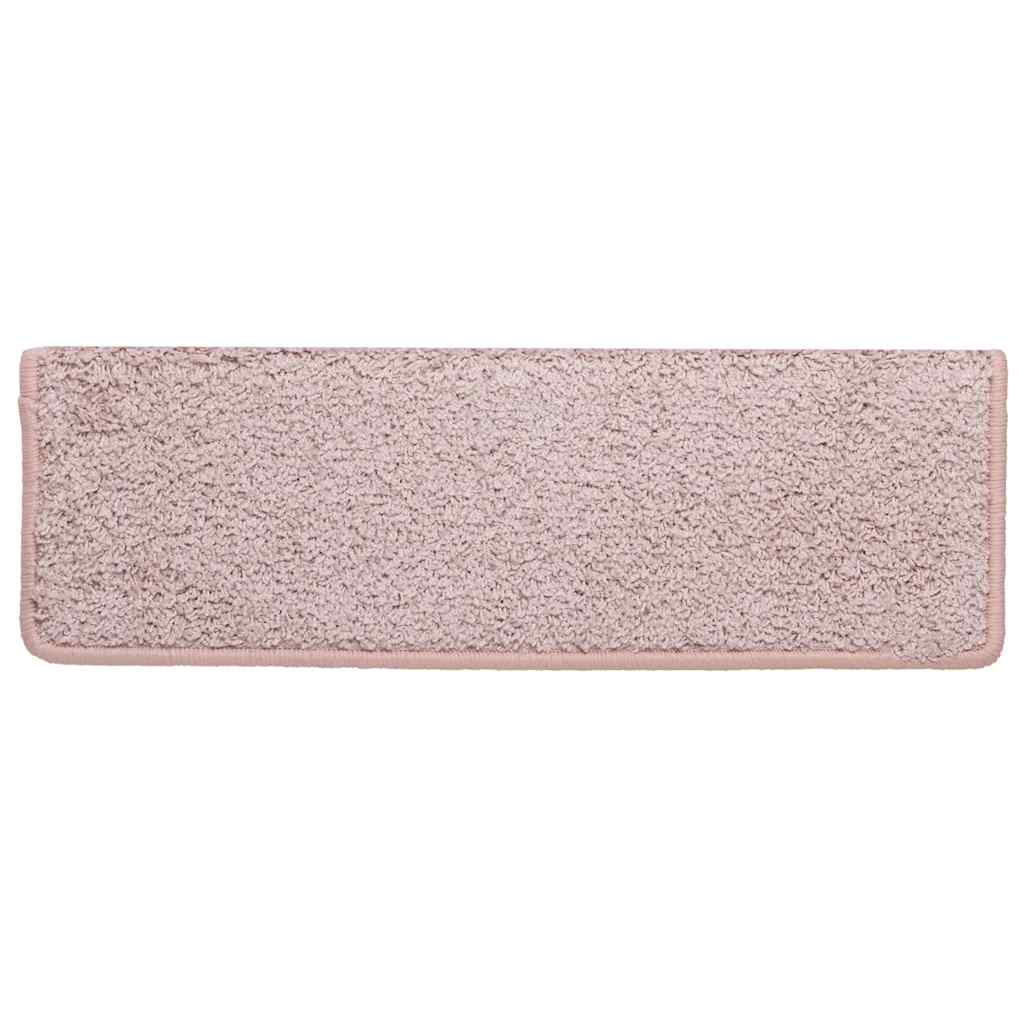 Tapis d'escalier 30 pcs 65x21x4 cm blanc et rose