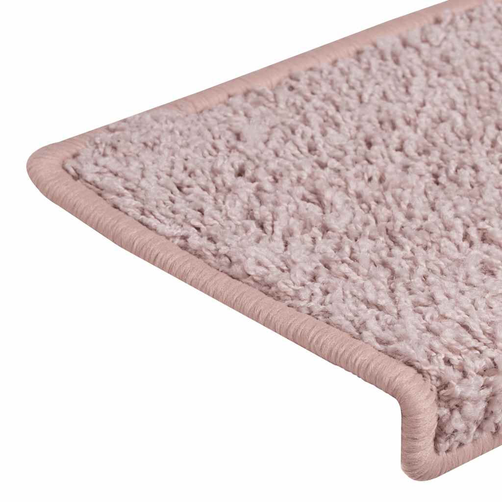 Tapis d'escalier 30 pcs 65x21x4 cm blanc et rose