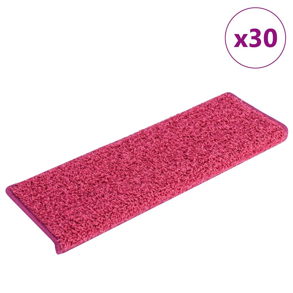 Tapis d'escalier 30 pcs 65x21x4 cm rose