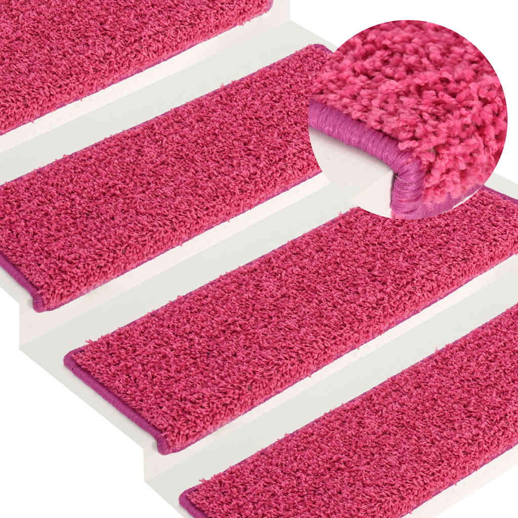 Tapis d'escalier 30 pcs 65x21x4 cm rose