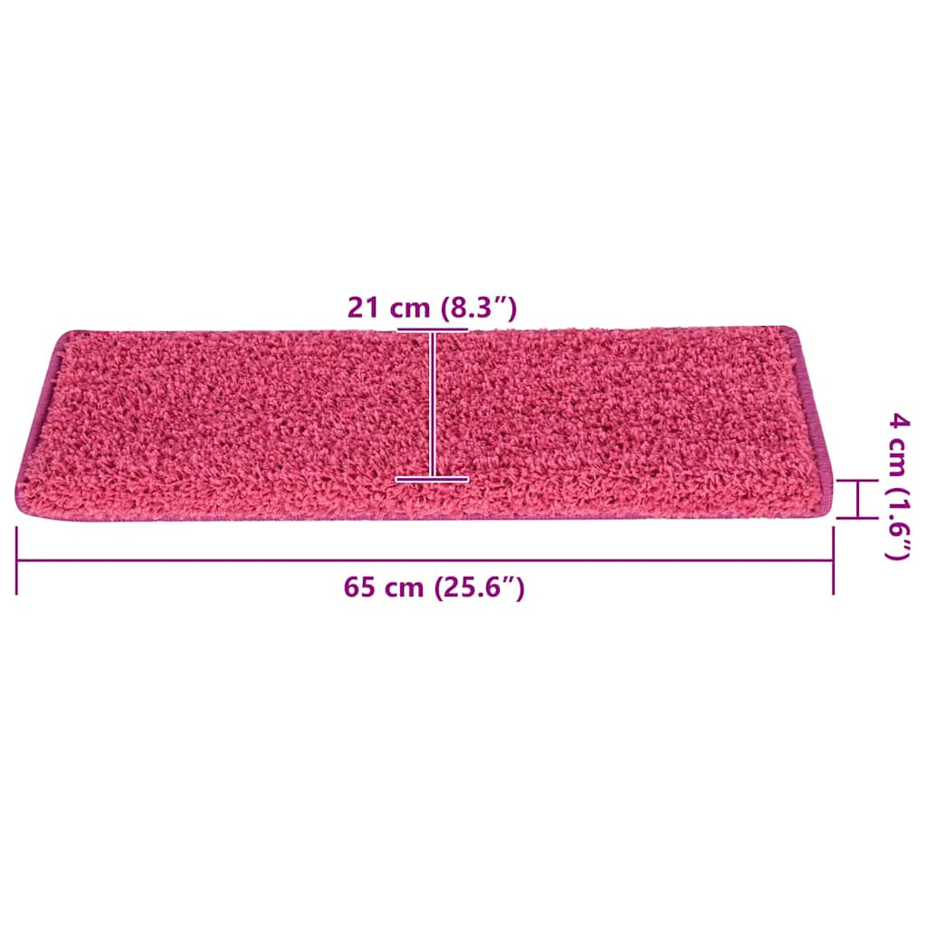 Tapis d'escalier 30 pcs 65x21x4 cm rose