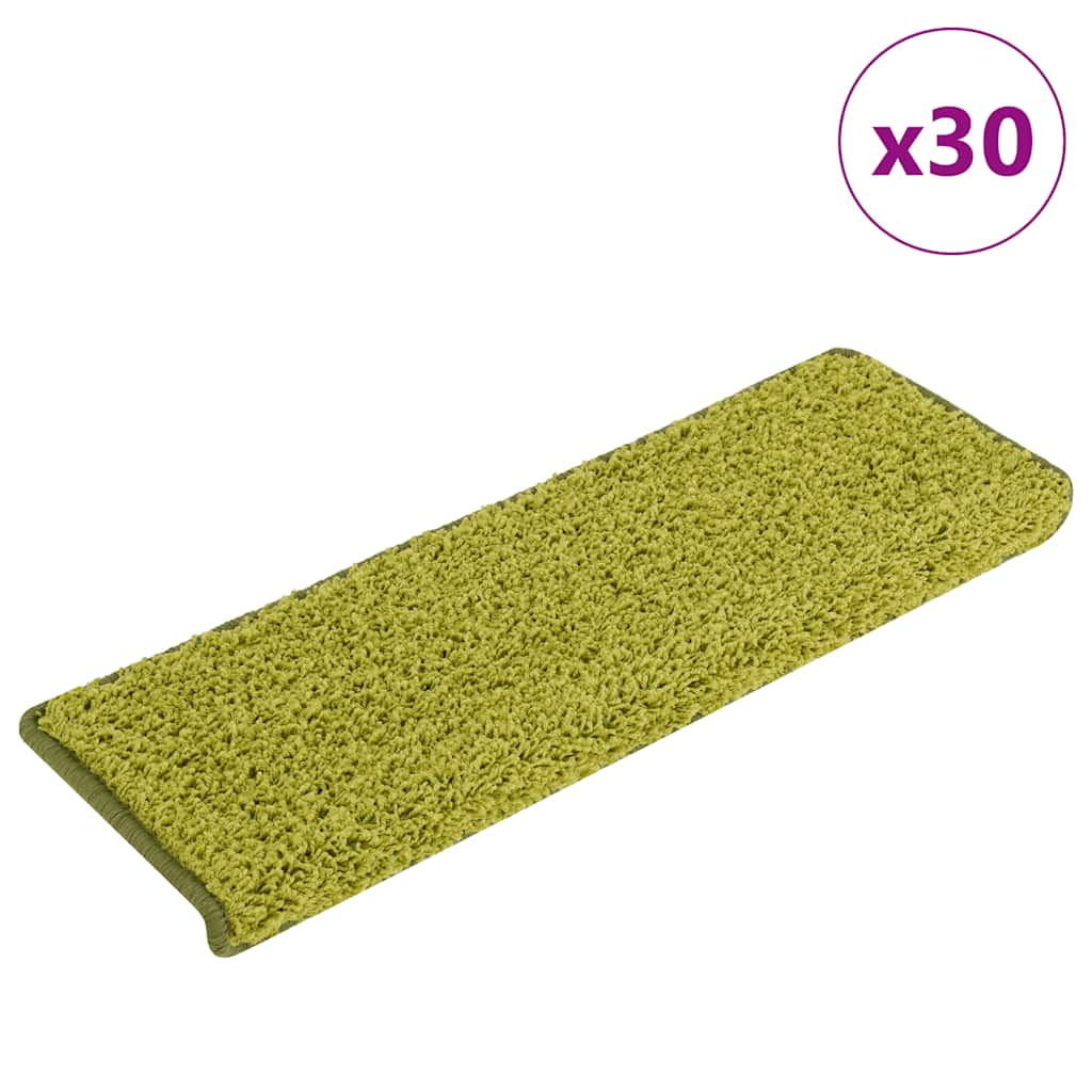 Tapis d'escalier 30 pcs 65x21x4 cm vert