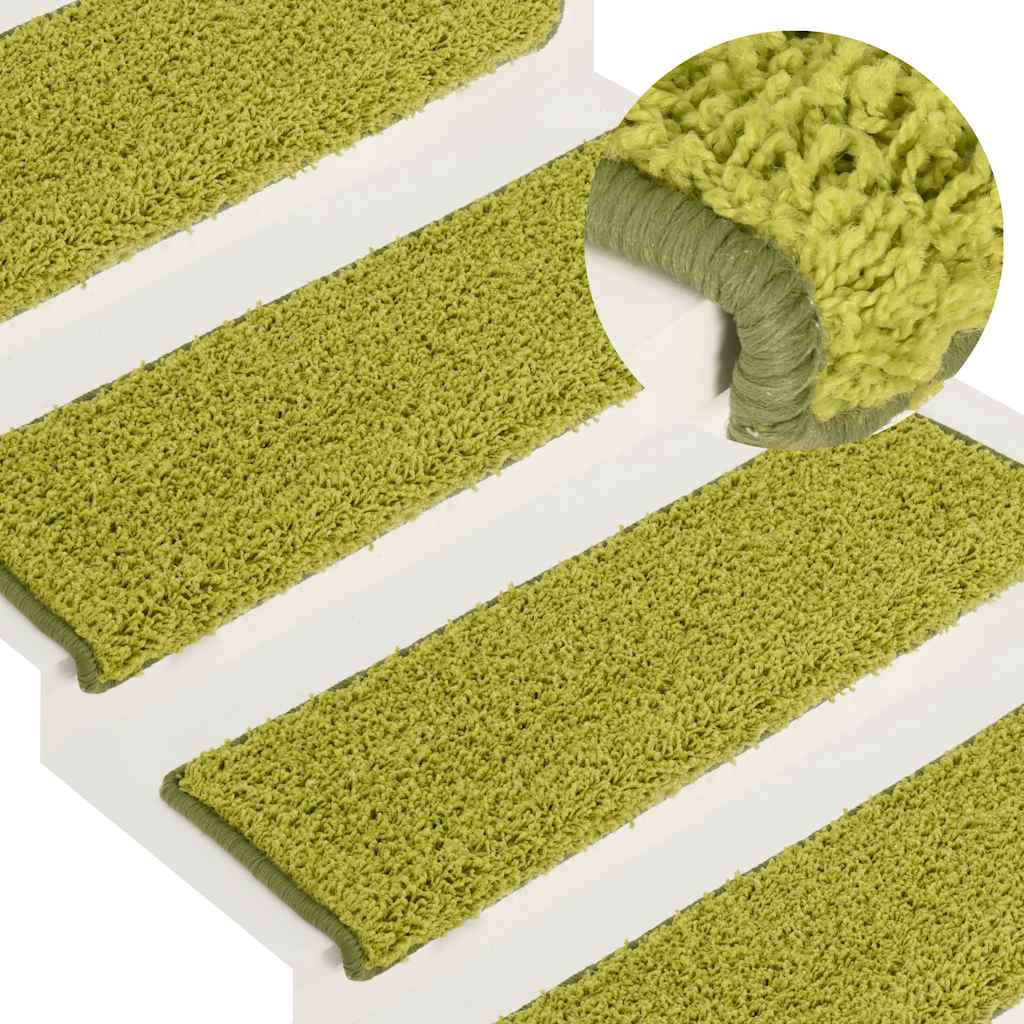 Tapis d'escalier 30 pcs 65x21x4 cm vert