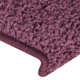 Tapis d'escalier 30 pcs 65x21x4 cm violet foncé