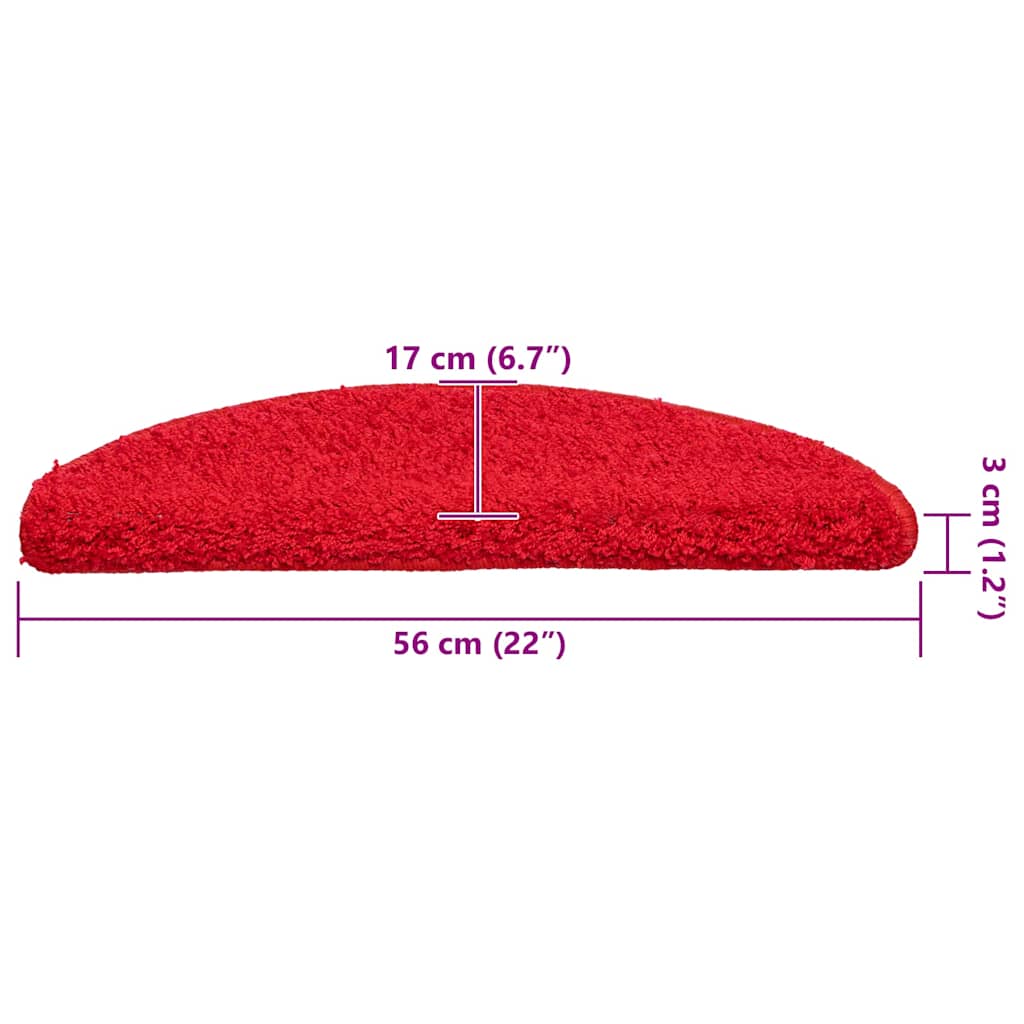 Tapis d'escalier 20 pcs rouge 56x17x3 cm