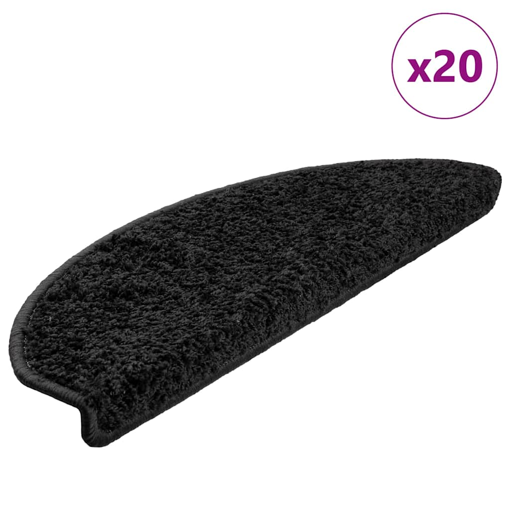 Tapis d'escalier 20 pcs noir 65x21x4 cm