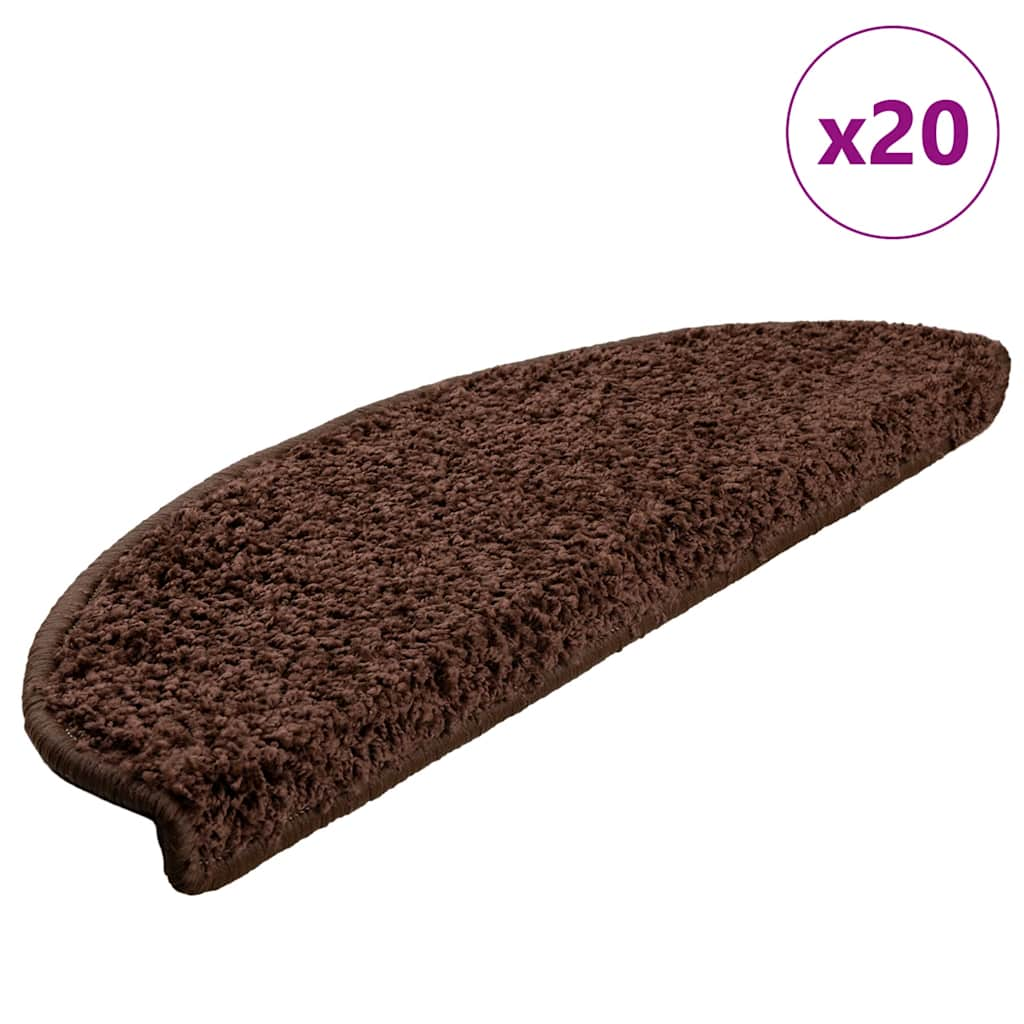 Tapis d'escalier 20 pcs marron 65x21x4 cm