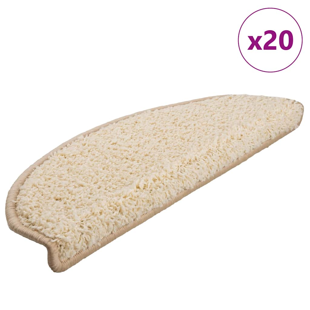 Tapis d'escalier 20 pcs crème 65x21x4 cm