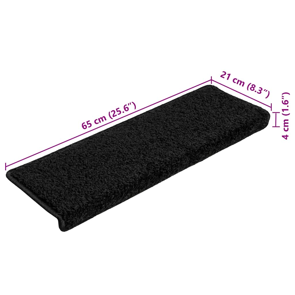 Tapis d'escalier 20 pcs 65x21x4 cm noir