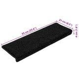 Tapis d'escalier 20 pcs 65x21x4 cm noir