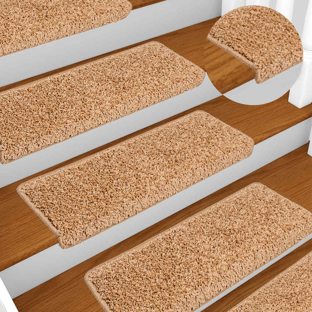 Tapis d'escalier 20 pcs 65x21x4 cm beige