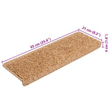 Tapis d'escalier 20 pcs 65x21x4 cm beige