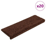 Tapis d'escalier 20 pcs 65x21x4 cm marron