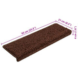 Tapis d'escalier 20 pcs 65x21x4 cm marron