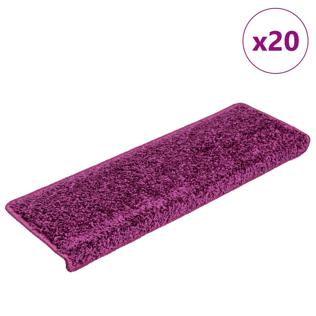 Tapis d'escalier 20 pcs 65x21x4 cm violet