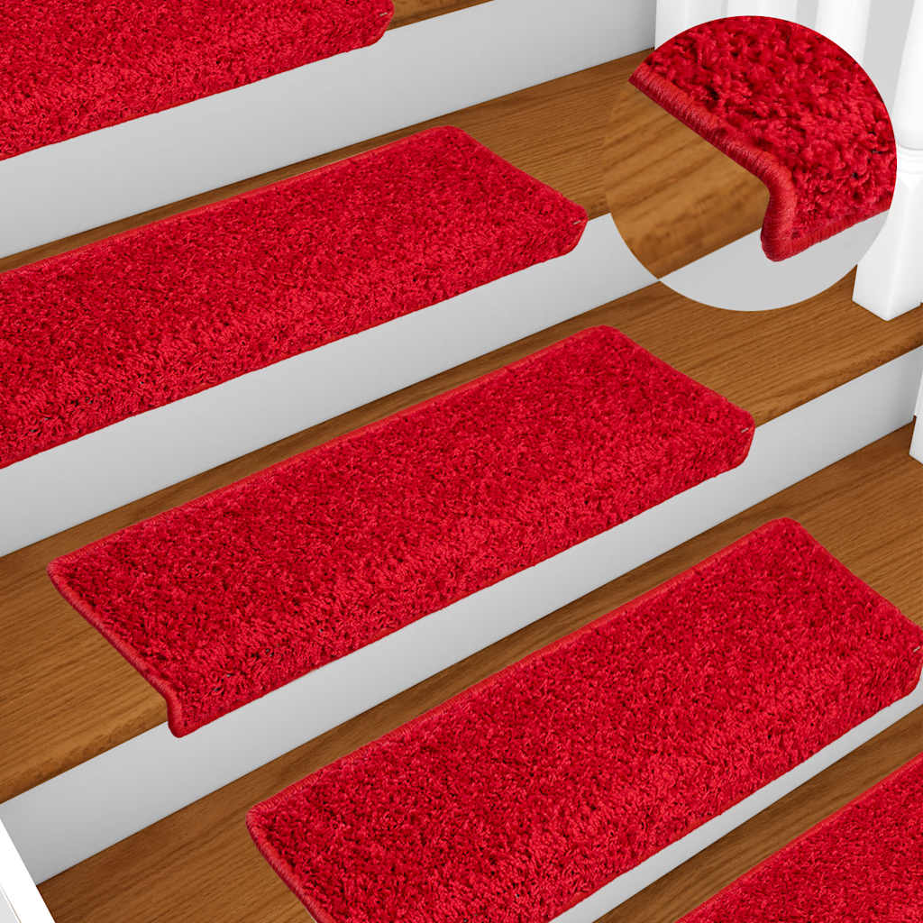 Tapis d'escalier 20 pcs 65x21x4 cm rouge