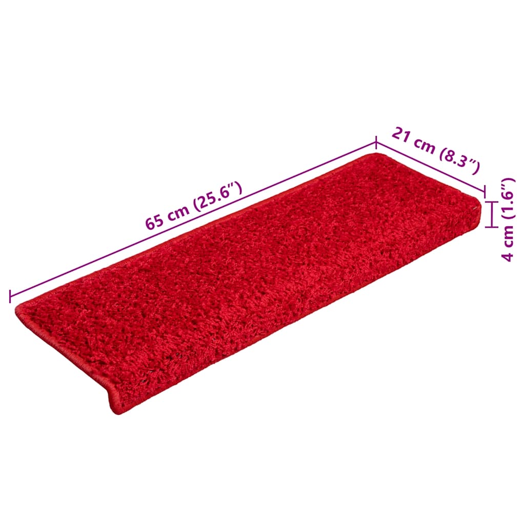 Tapis d'escalier 20 pcs 65x21x4 cm rouge